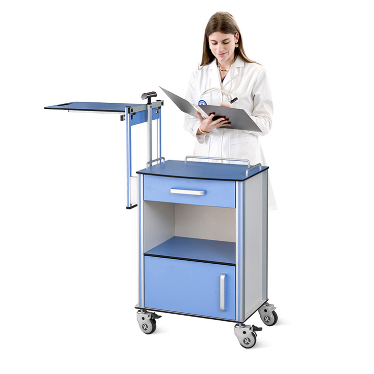 Adjustable Medical Overbed latabatra Aluminum hopitaly fitehirizana fandriana fandriana miaraka amin'ny Casters